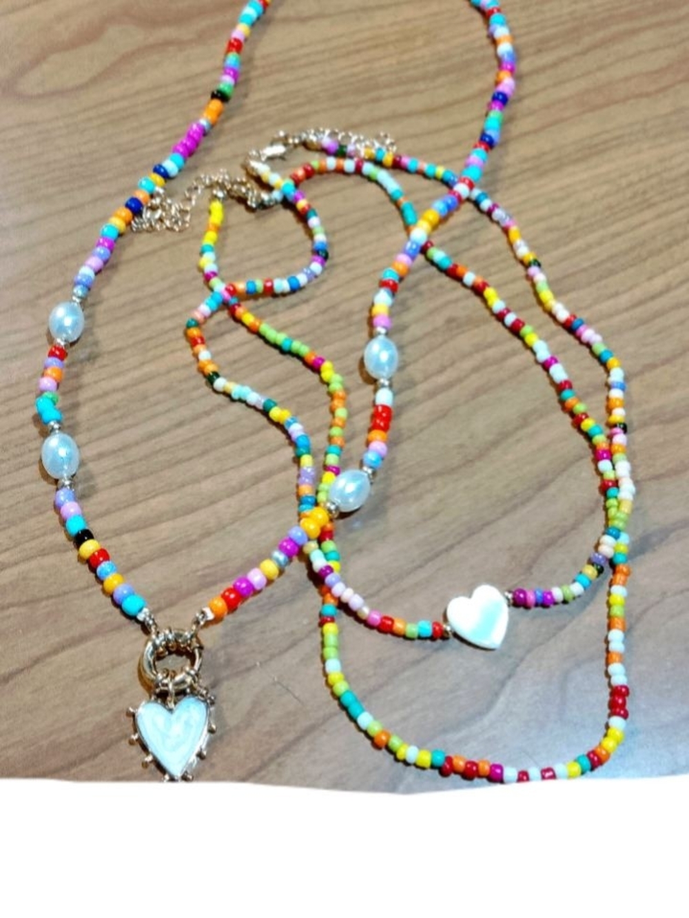Beaded Heart Pendant Necklace Set